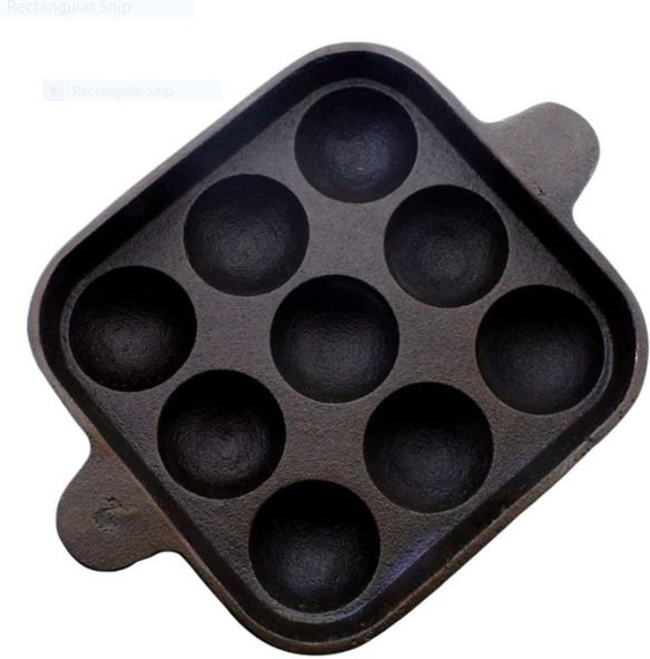 Pre-seasoned cast iron Paniyaram Pan,Appam maker,Ponganalu maker ,square ,black Paniarakkal 1 L capacity 18 cm diameter-image-24