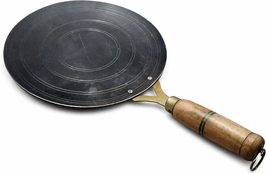 Handmade Loha Iron Lokhand Roti Tawa with Polished Wooden Handle Tawa 23 cm diameter-image-27