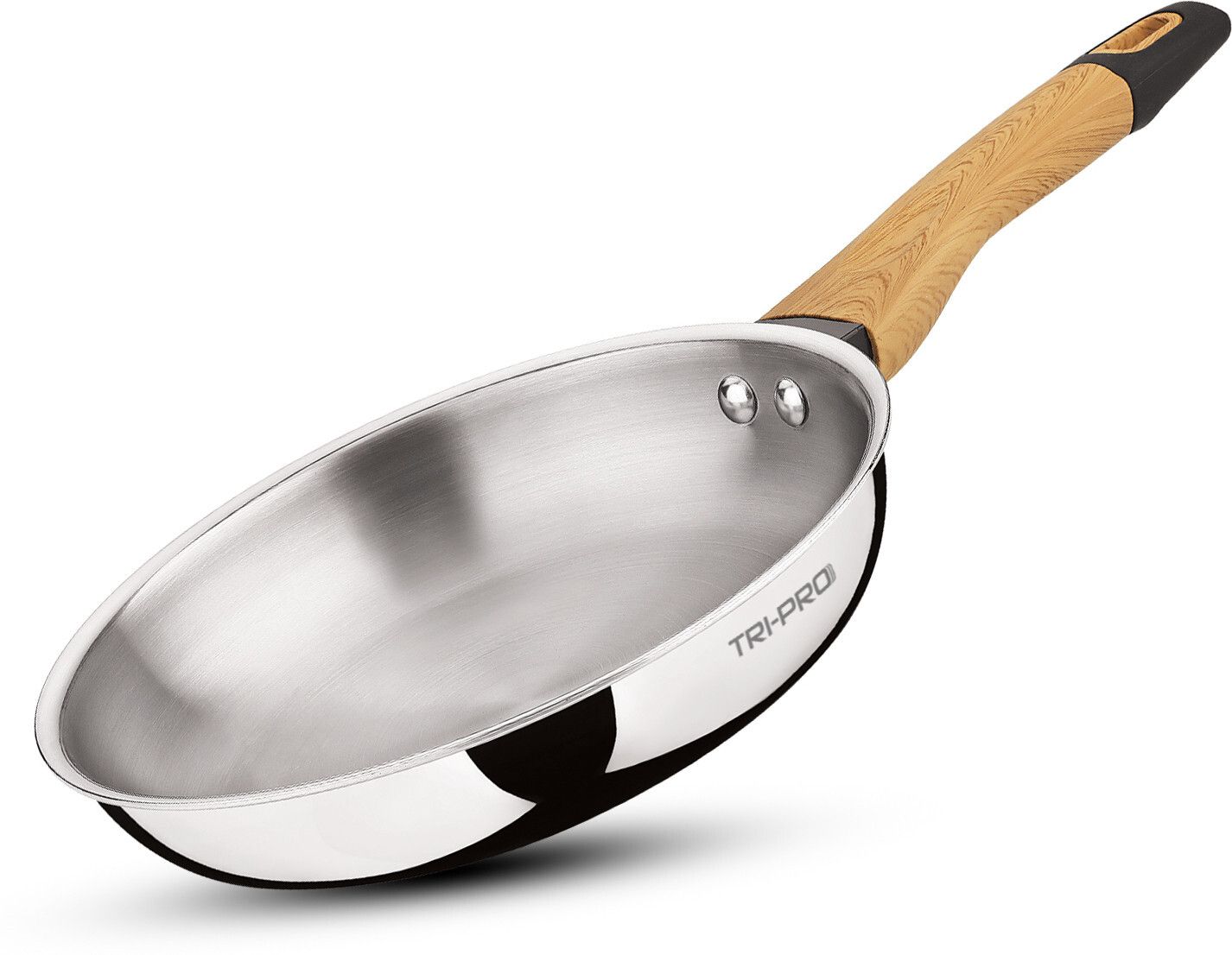 bergner TriPro Tri-Ply 24cm Frypan with Wooden Soft Touch Handle, Healthy Coating| Fry Pan 24 cm diameter 1.8 L capacity-picture-31