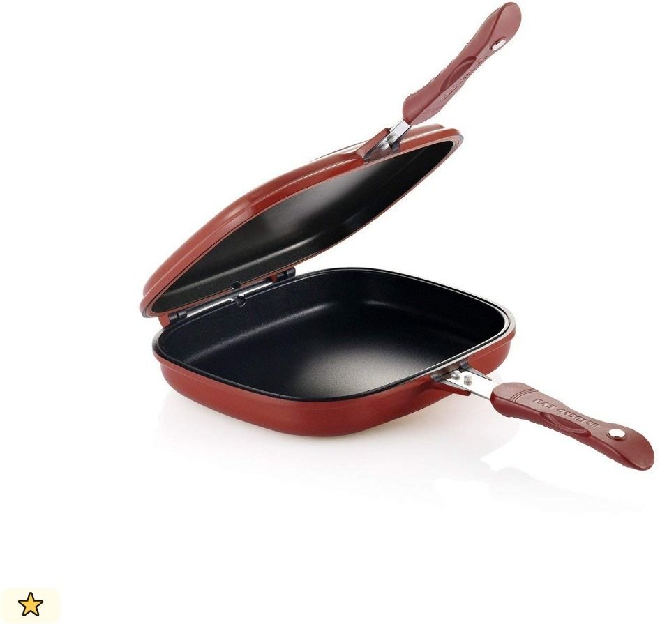 Nonstick Double Sided Multi Purpose Nonstick Pan, Omelette Pan.17 Fry Pan 43 cm diameter with Lid 1 L capacity-image-41