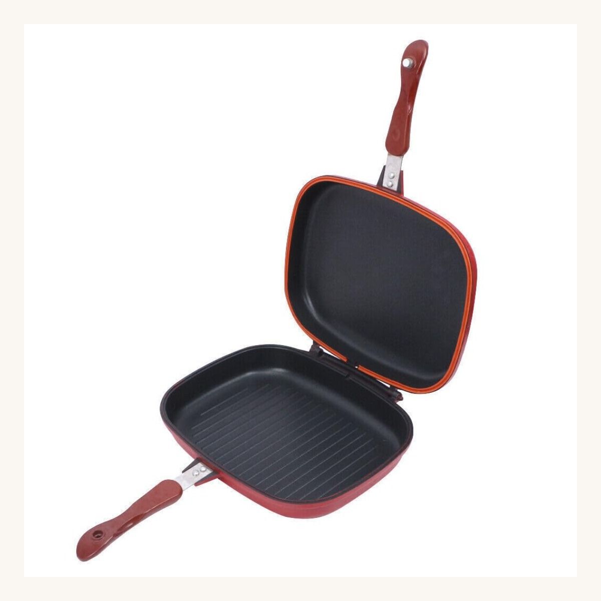 Nonstick Double Sided Multi Purpose Nonstick Pan, Omelette Pan.17 Fry Pan 43 cm diameter with Lid 1 L capacity-image-42