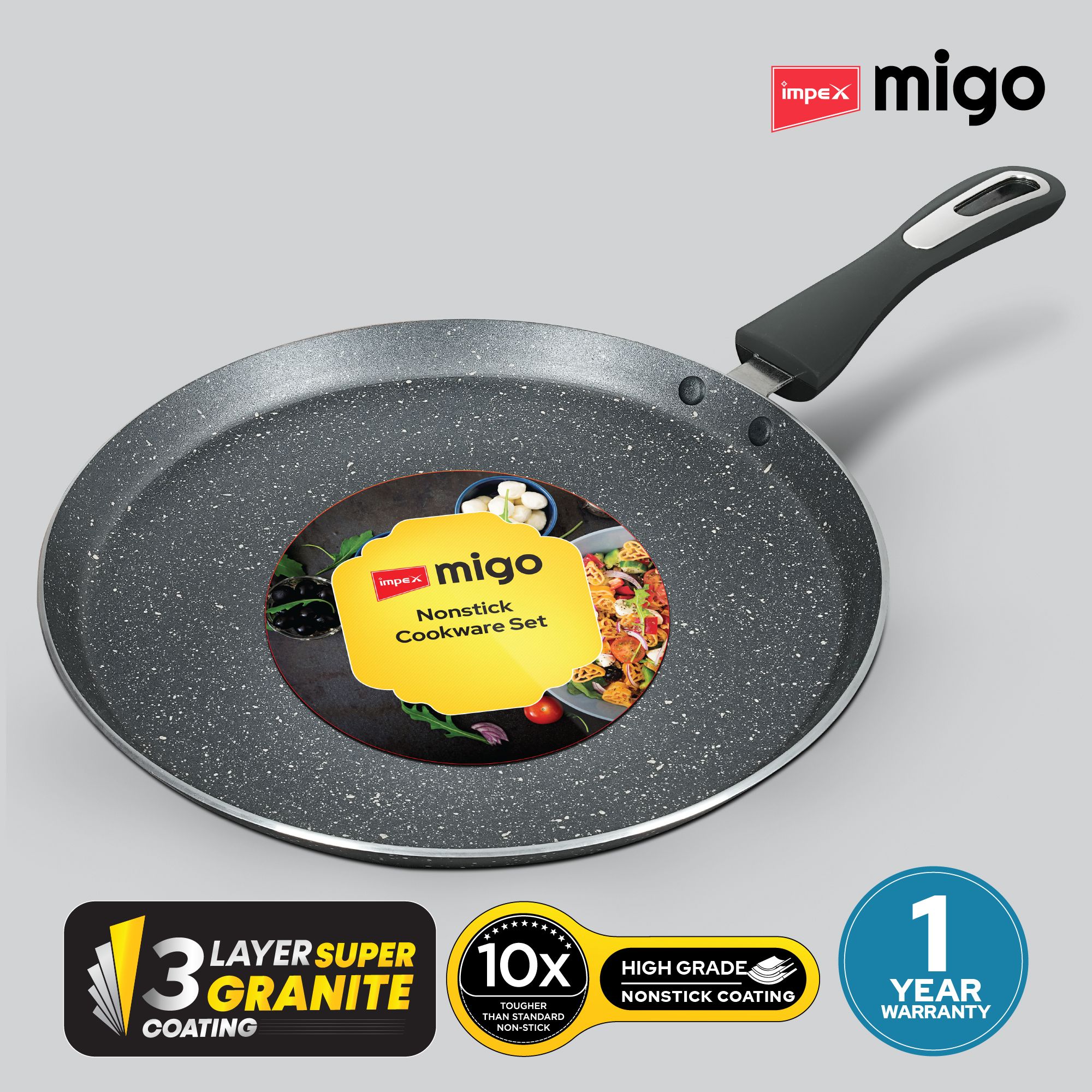 Granite Nonstick Tawa 26 cm, 3 Layer Super Granite, 2.6mm thick Tawa 26 cm diameter-image-28