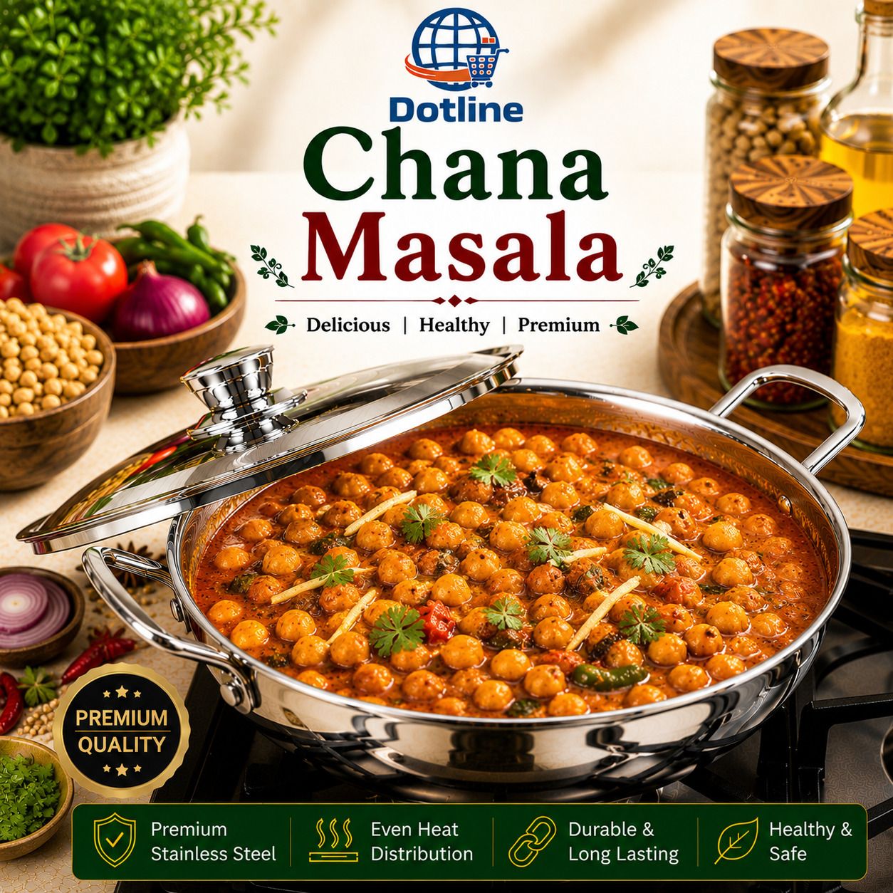 Stainless Steel Kadai with Side Handles and Glass Lid Fry Pan 22 cm diameter with Lid 2 L capacity-image-33