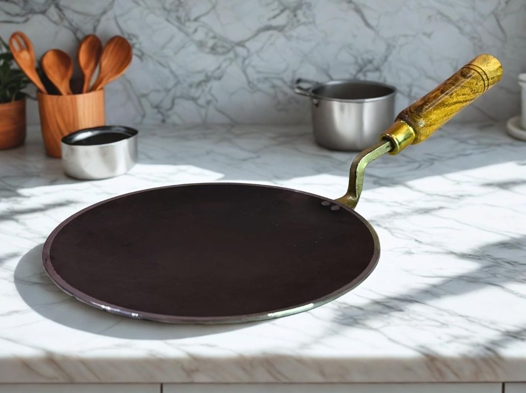 fayzanic Premium Iron Chapati Tawa with Wooden Grip for Daily Cooking Tawa 25.5 cm diameter-picture-33