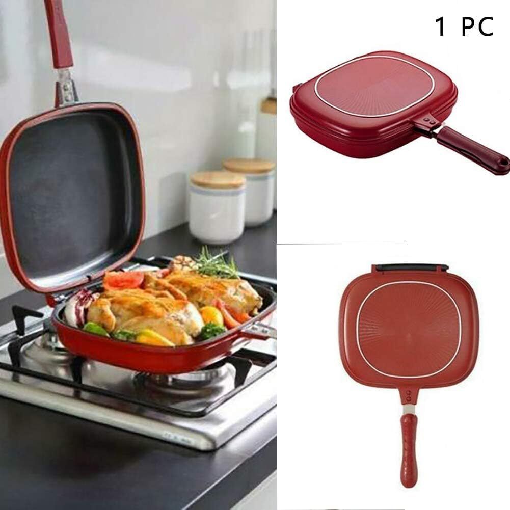 Happy Call Double Sided Nonstick Grill Pan, Aluminum Sandwich Maker.16 Fry Pan 43 cm diameter with Lid 1 L capacity-image-40