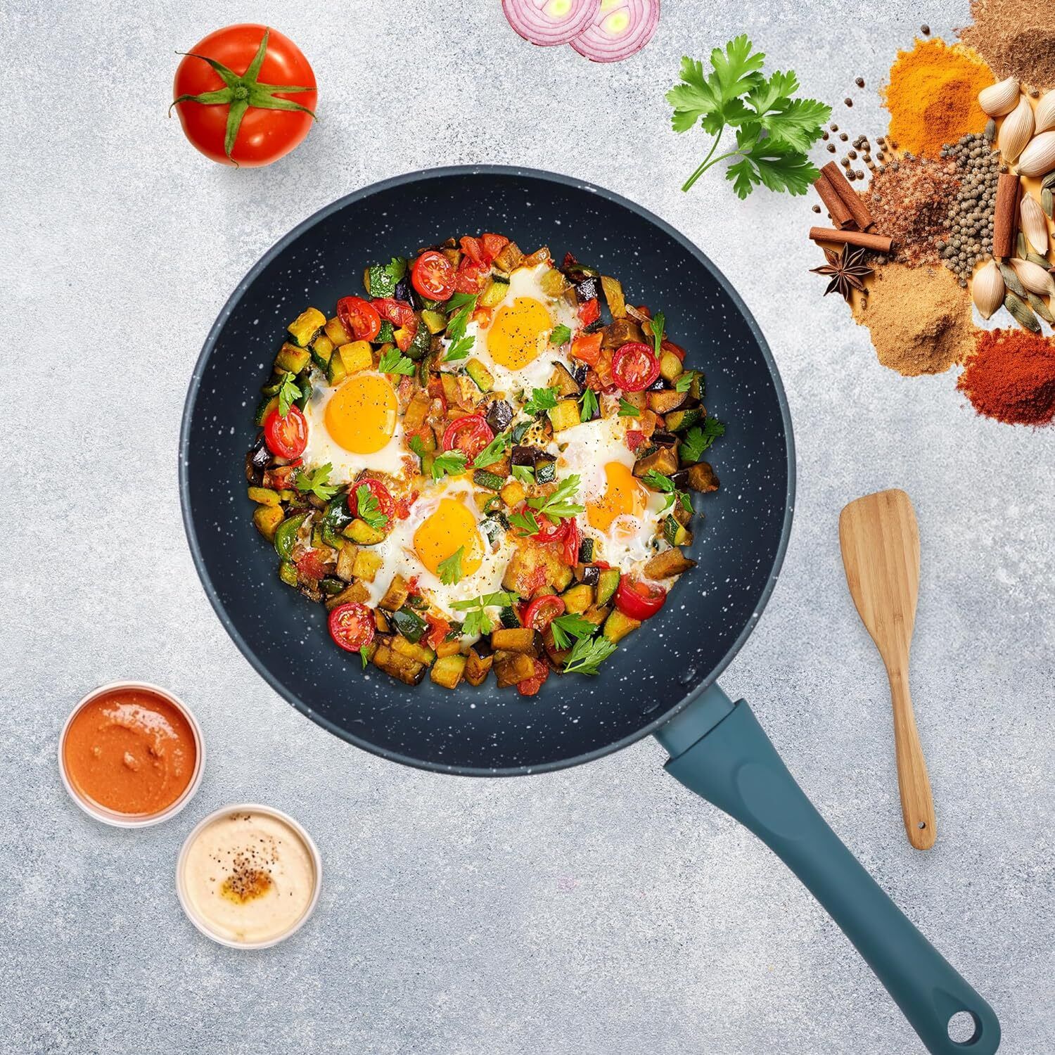 Non Stick Frying Pan 24cm, Induction and Gas Fry Pan - Bezel, PFOA Free, Fry Pan 24 cm diameter 1.6 L capacity-image-14
