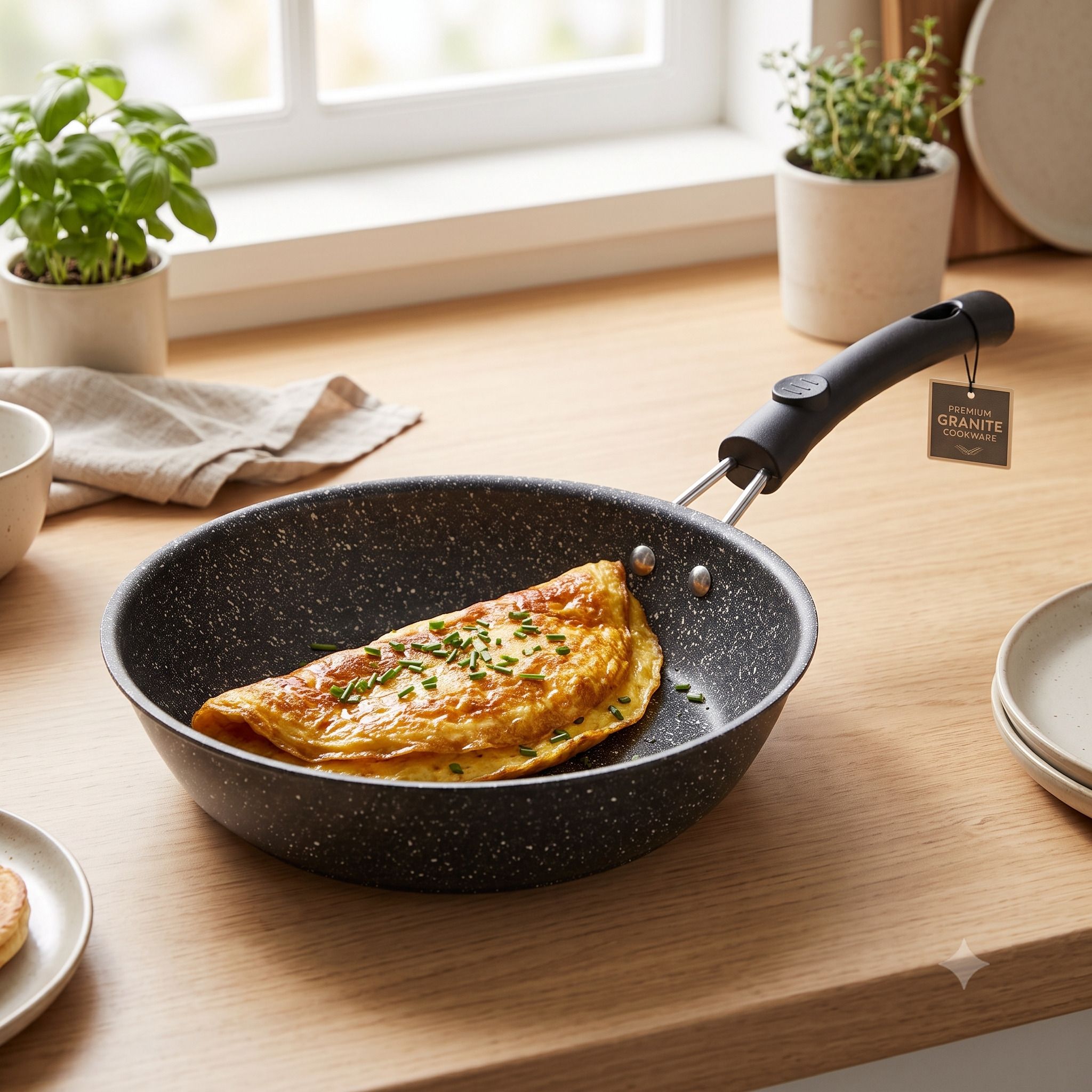 Granite Non Stick Deep Fry Pan with Heat Resistant Handle for Daily Cooking Fry Pan 14 cm diameter 1 L capacity-image-48