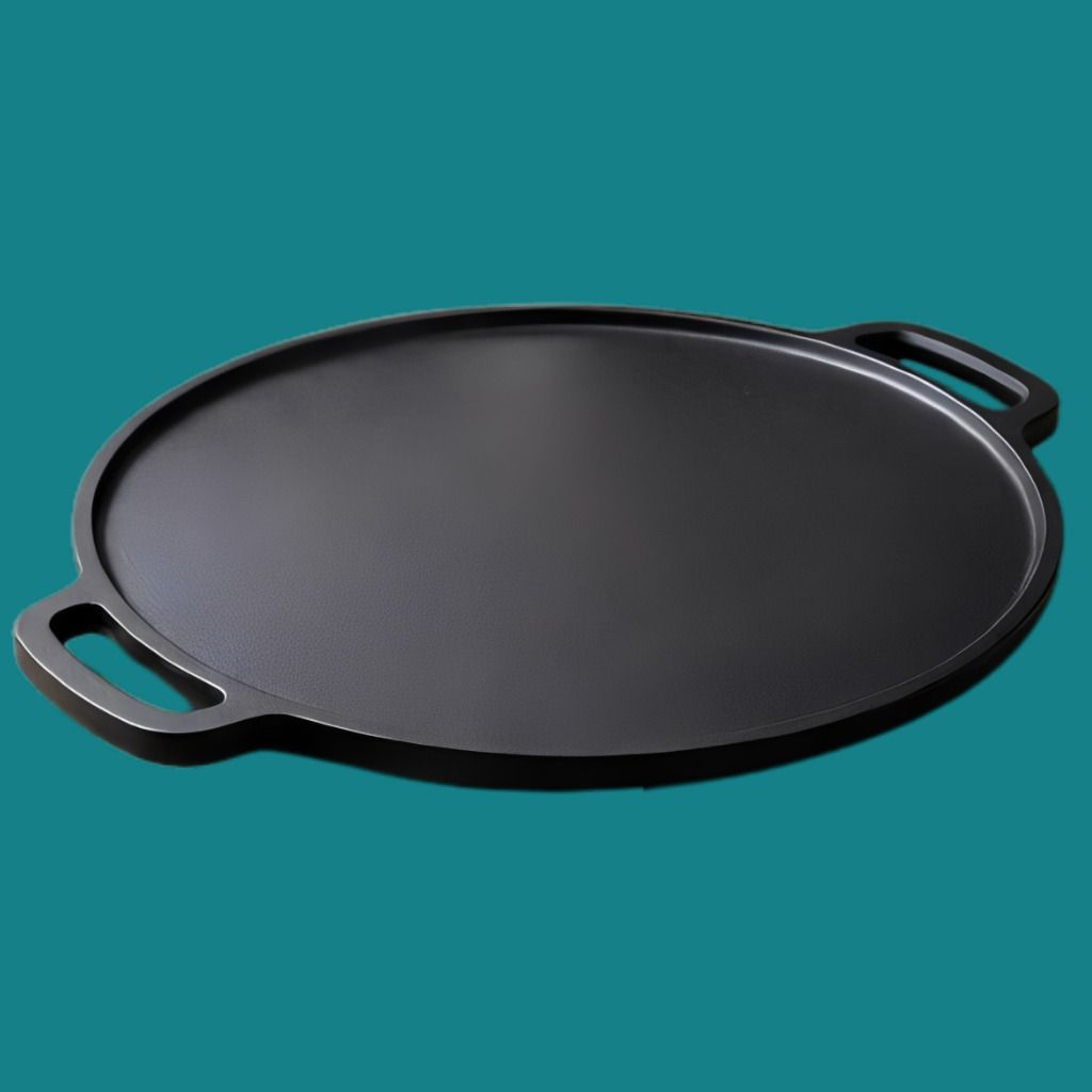 Round Flat Cooking Surface with Easy Grip Side Handles Tawa 30 cm diameter with Lid-image-18