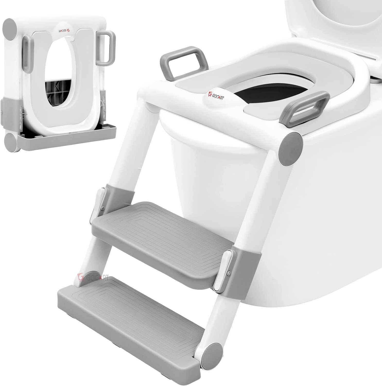 Height-Adjustable NonSlip Baby Potty Trainer Chair Seat With Step Stool For Kids Potty Seat-image-31