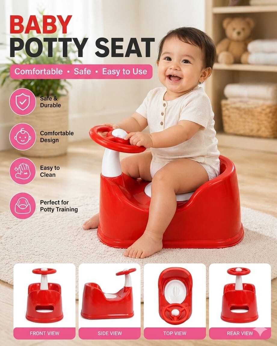 unityenterprise Baby Potty Training Seat with Steering Handle |Easy Clean Toddler Toilet Trainer Potty Seat-picture-2