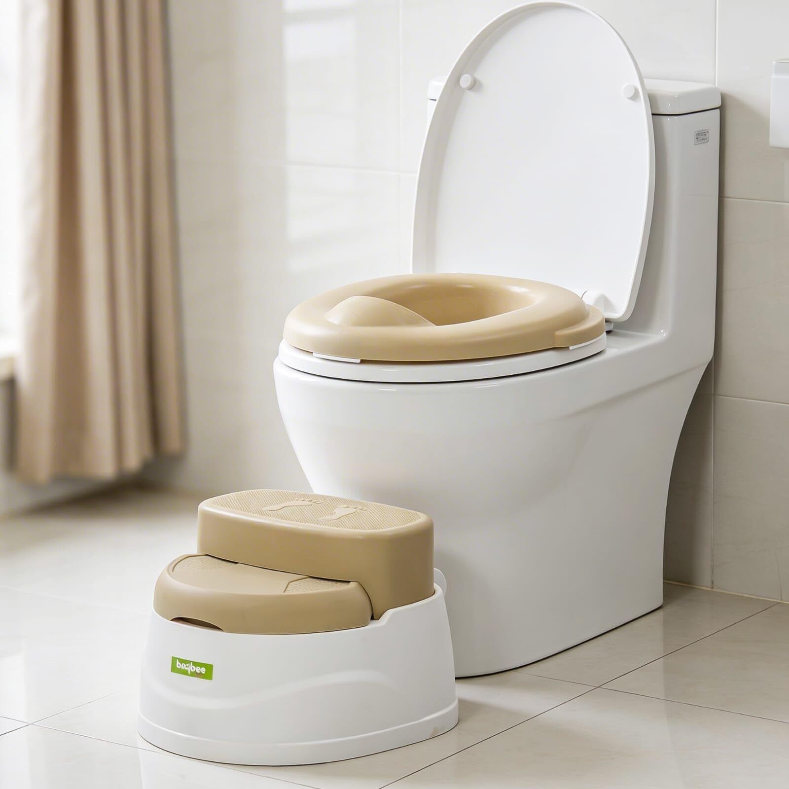 Baby Potty Training Toilet Seat Anti-Slip Base & LED Lights Convertible Toddler Potty Seat-image-42