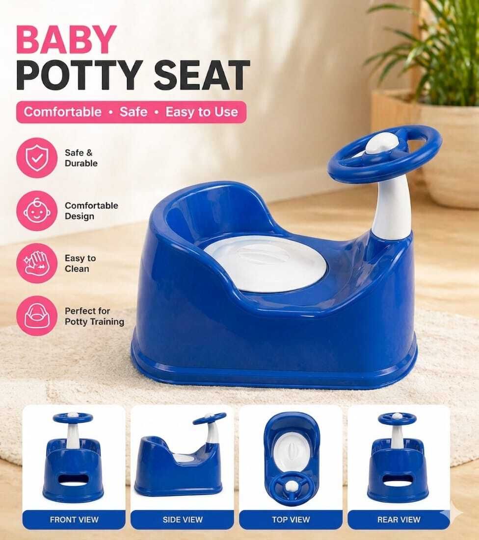 unityenterprise Baby Potty Training Seat with Steering Handle |Easy Clean Toddler Toilet Trainer Potty Seat-picture-3