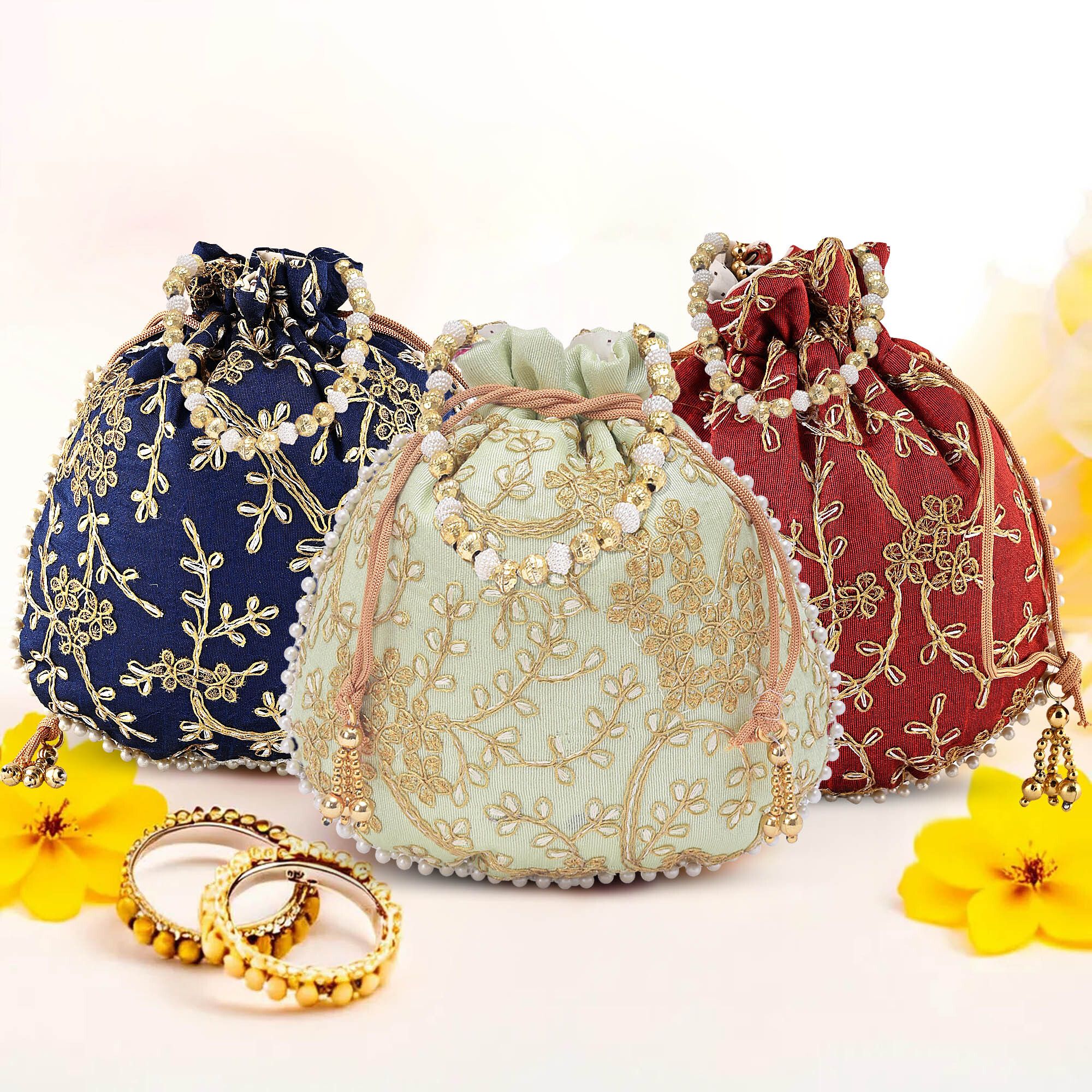 Women Blue, Maroon, Green Potli-image-42