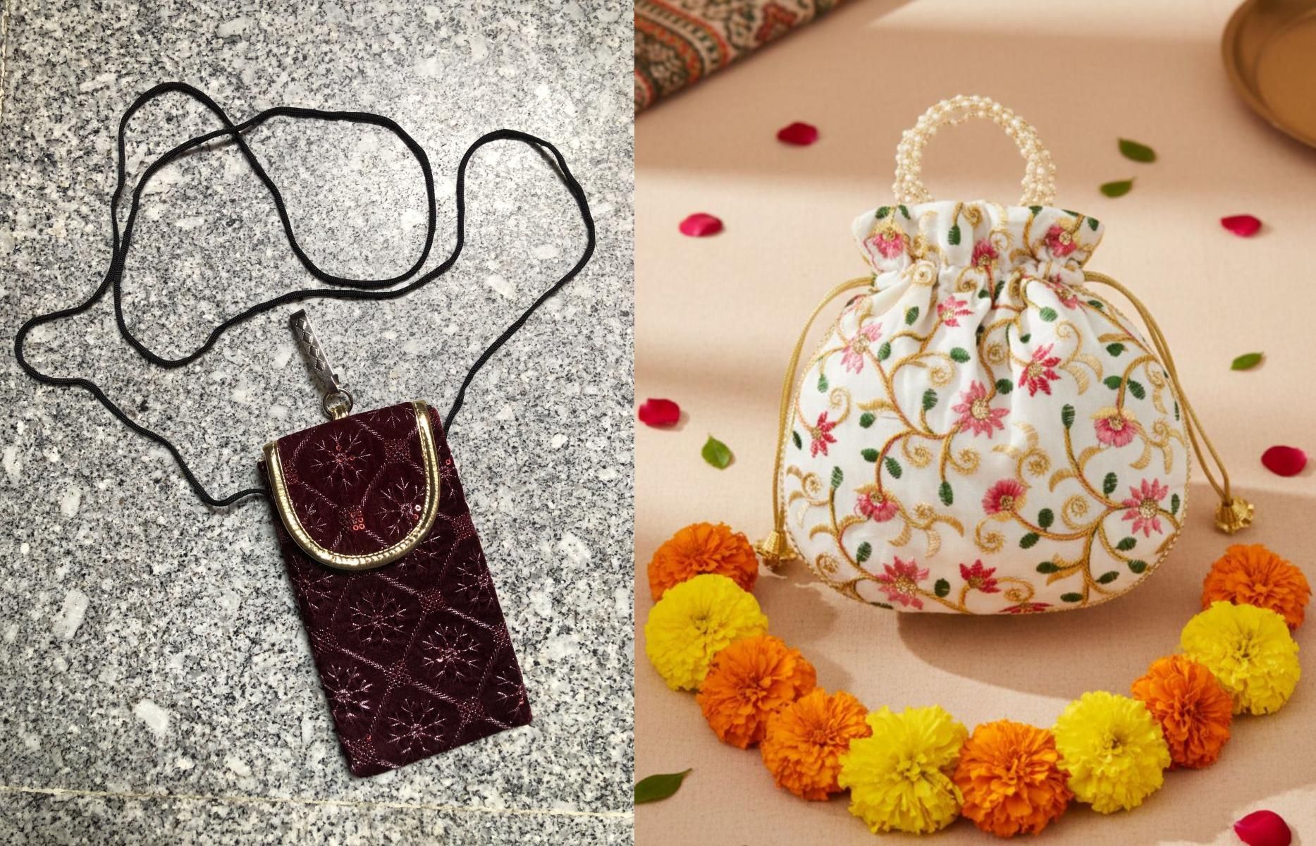 Girls Maroon, White Potli-image-12