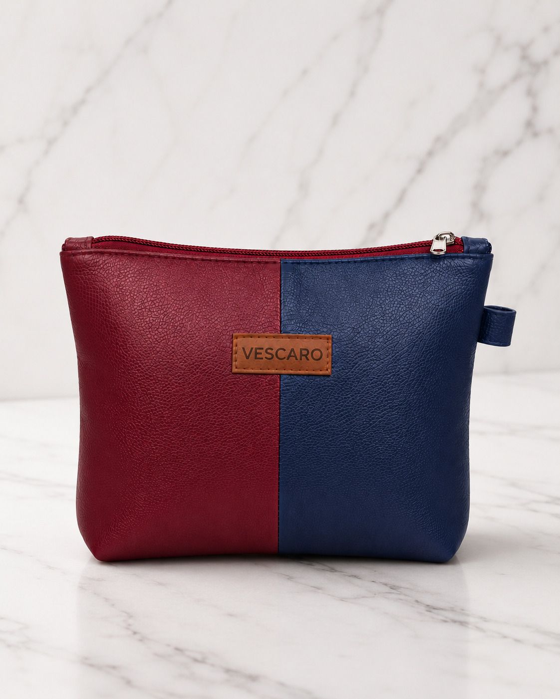 Women Maroon, Blue Cosmetic Bag-image-37