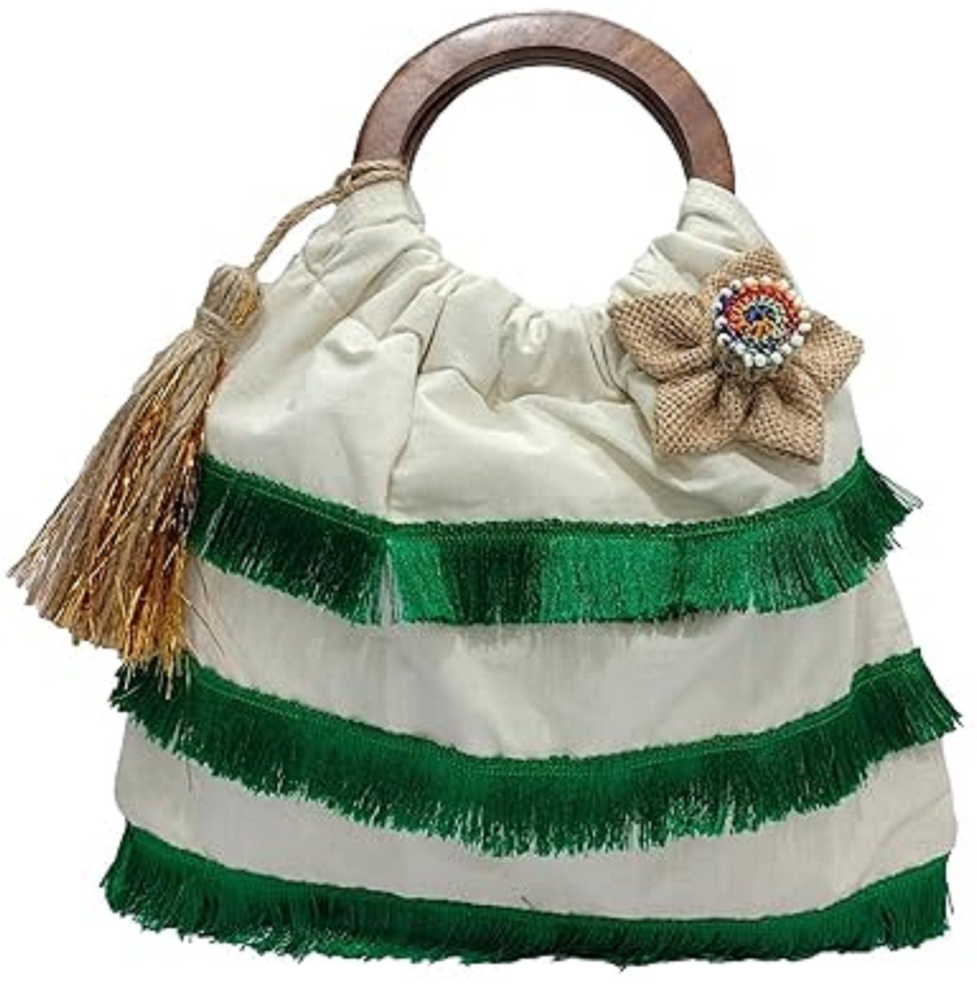 Women White, Green Wristlet