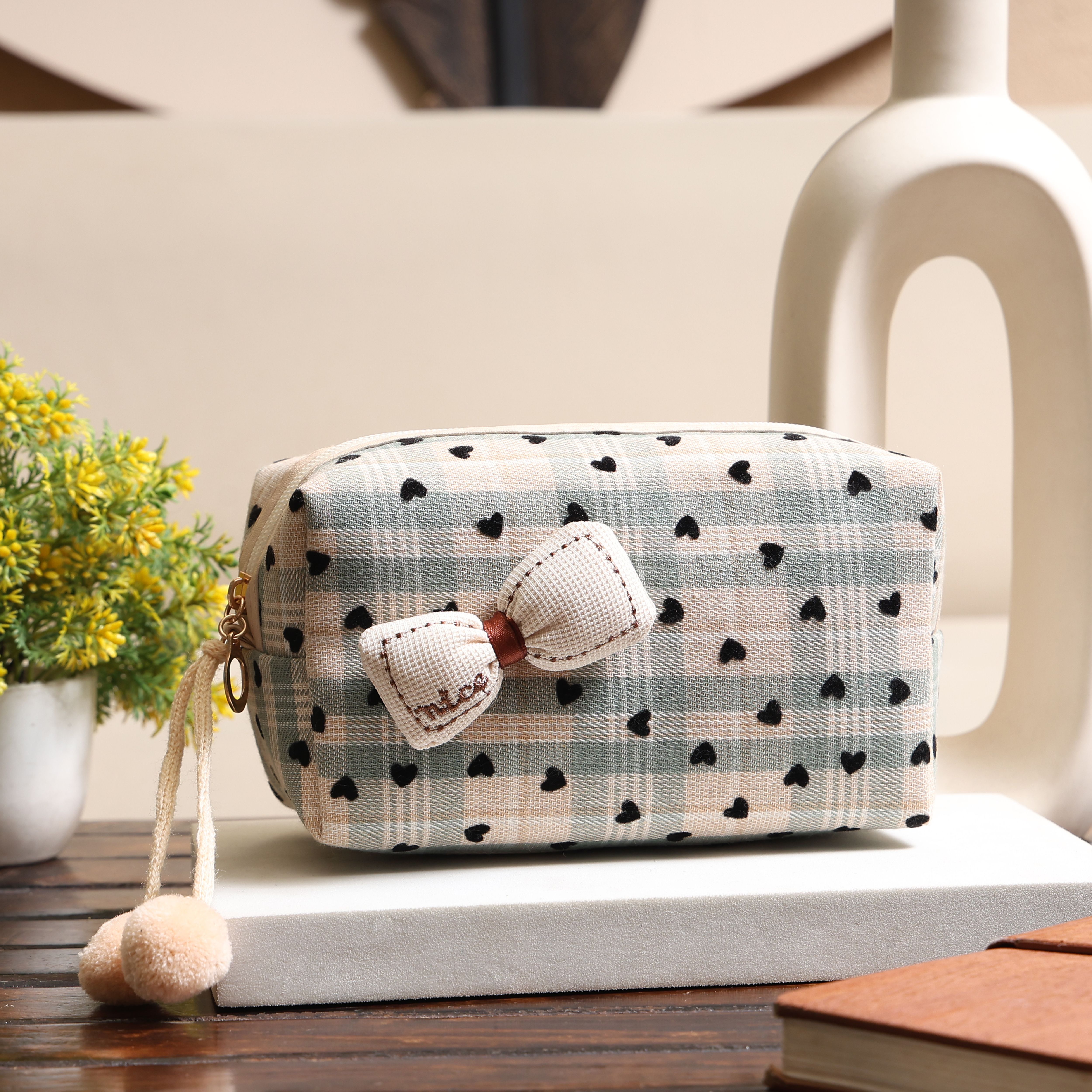 Women White, Black Cosmetic Bag-image-48