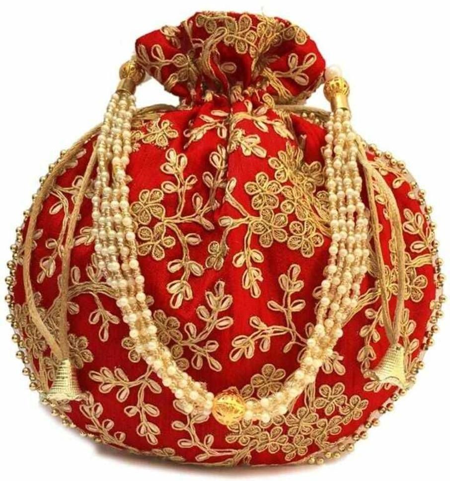 Women Red, Gold Potli