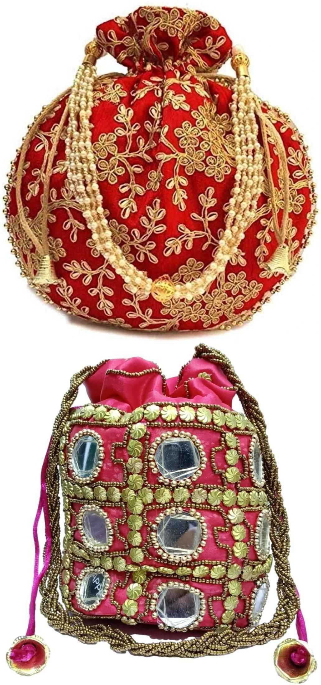 athizay Girls Red, Pink, Gold Potli-picture-30
