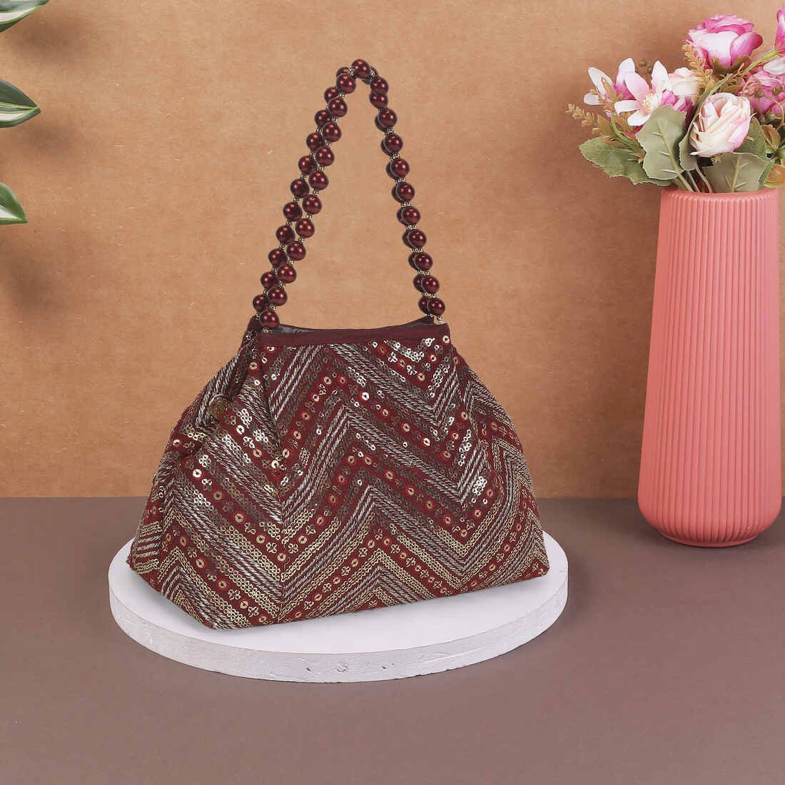 mochi Women Maroon Potli-picture-14