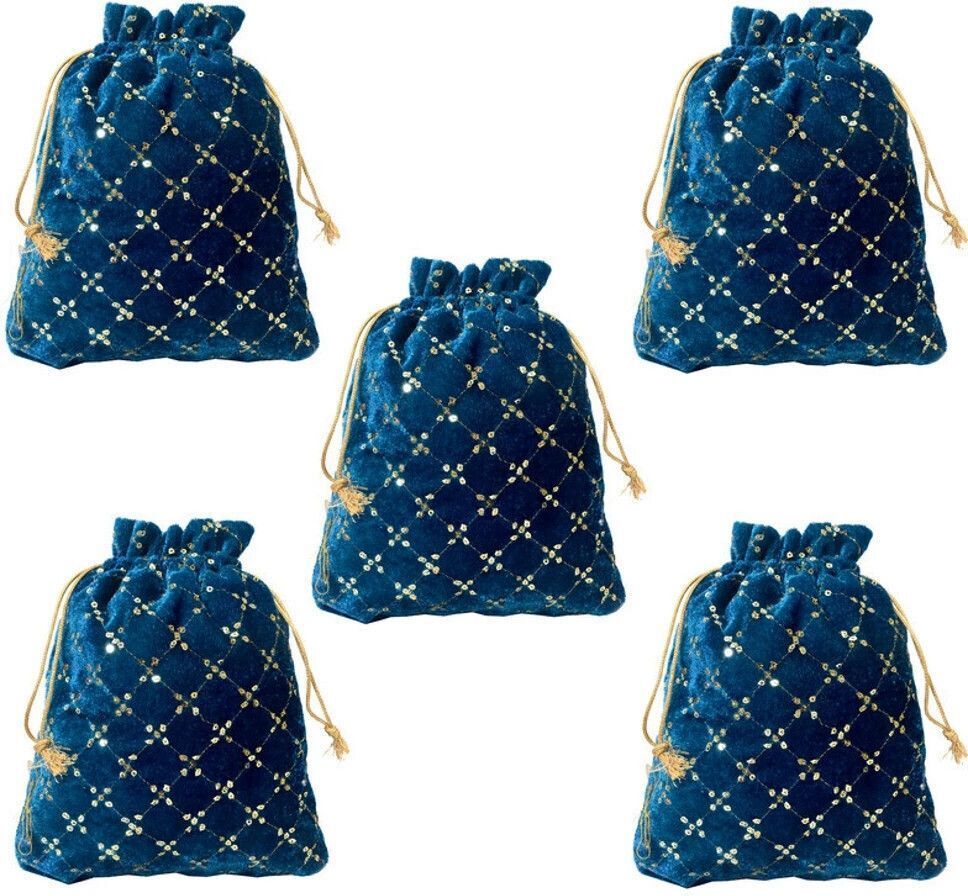 Women Blue, Gold Potli-image-25