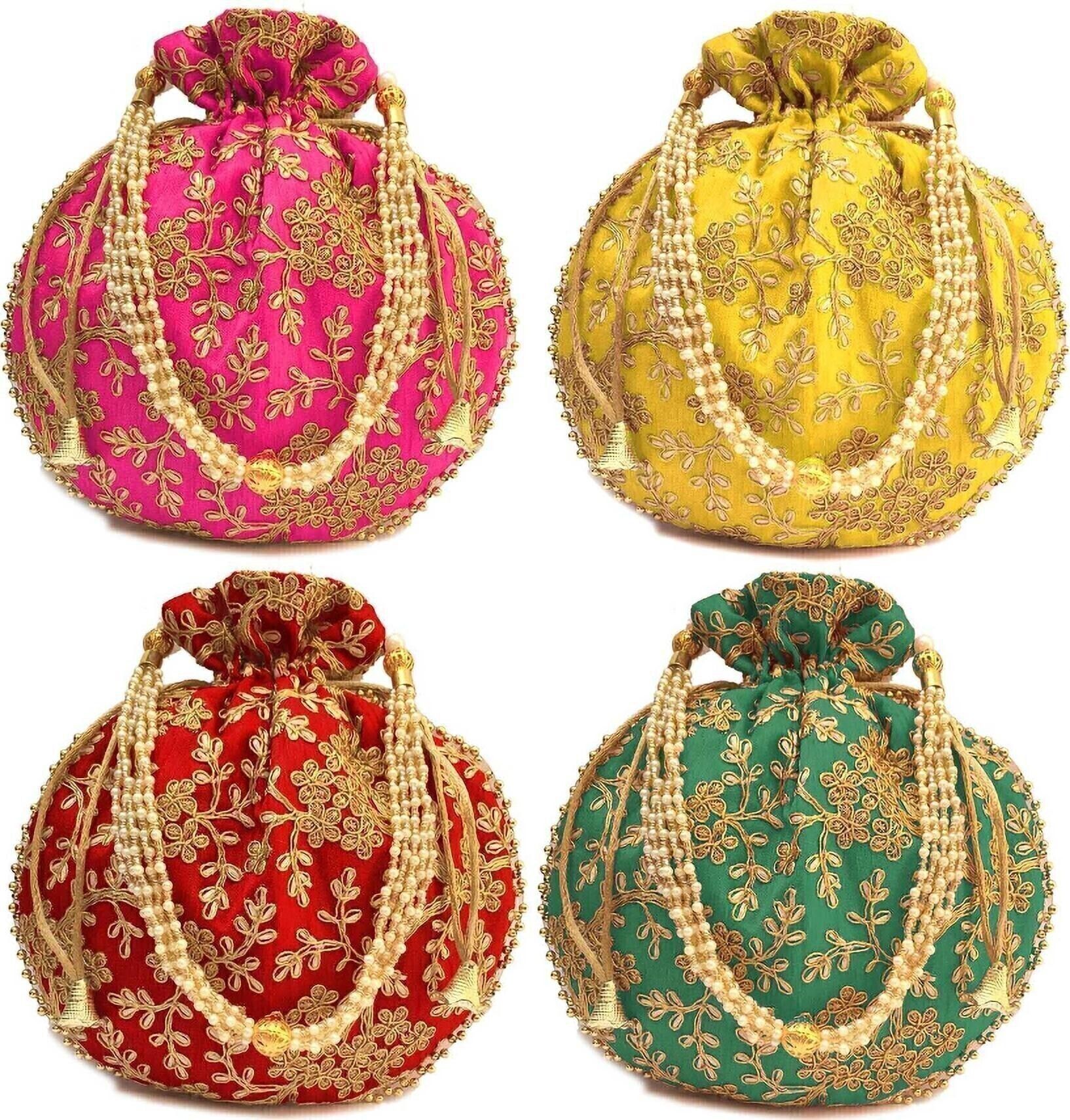 Women Pink, Yellow, Red, Green Potli