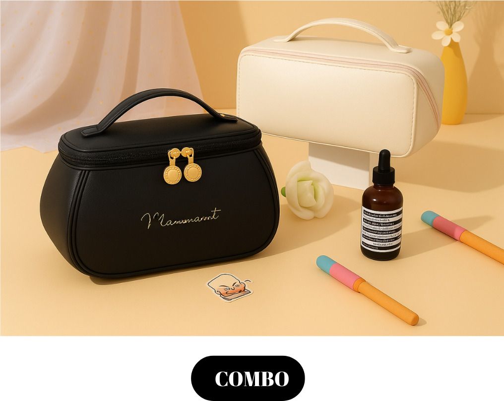 Women Black, White Cosmetic Bag