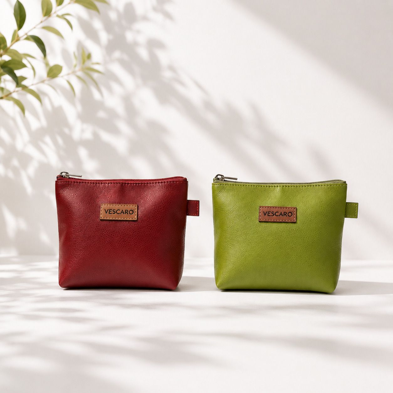 Women Maroon, Green Cosmetic Bag-image-49