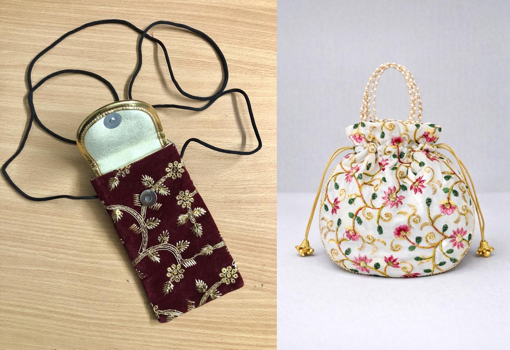art n jewels Girls Maroon, White Potli-picture-10