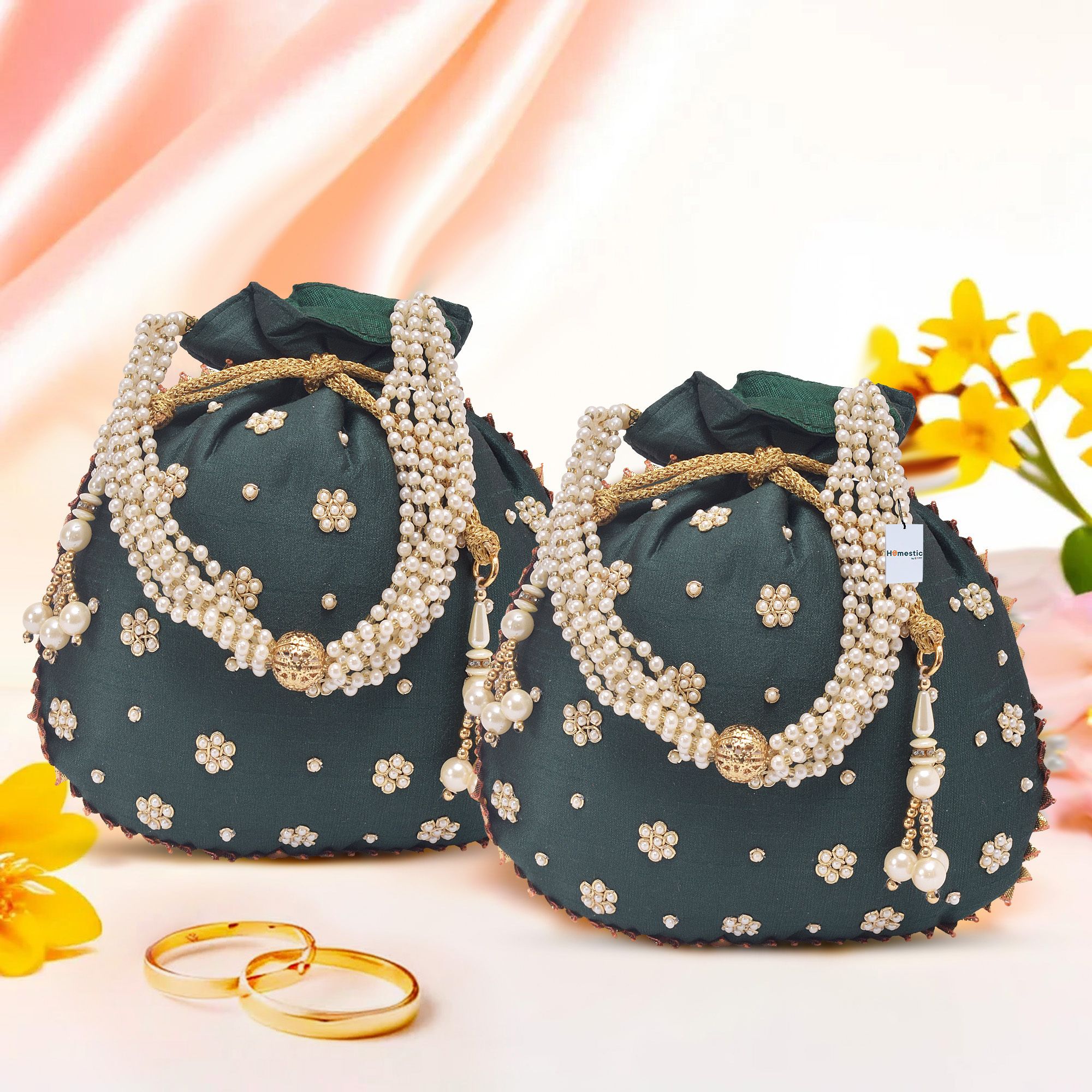 homestic By Kuber Industries Women Green Potli-picture-13