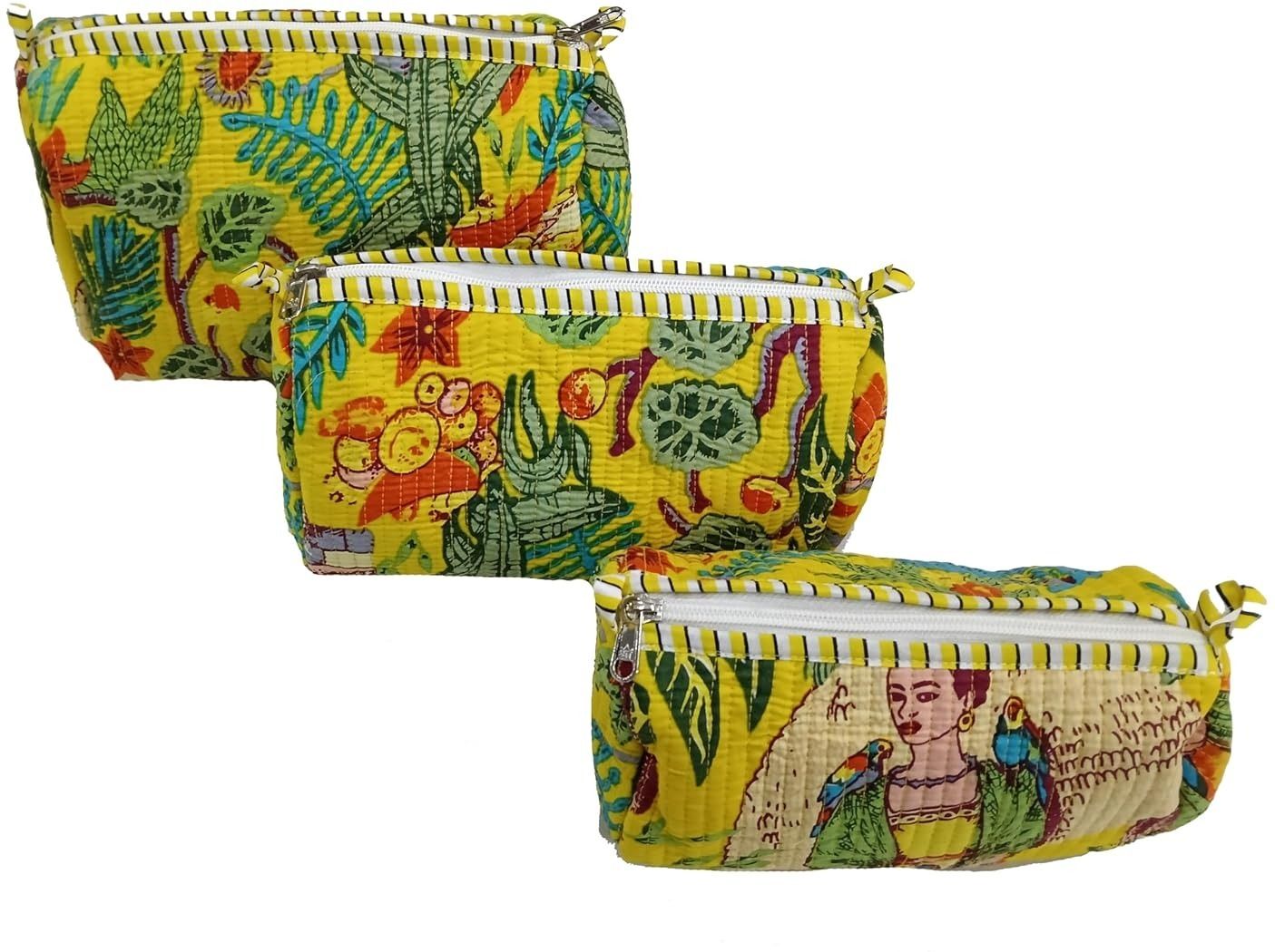 raj hanicrafts Women Yellow Cosmetic Bag-picture-46