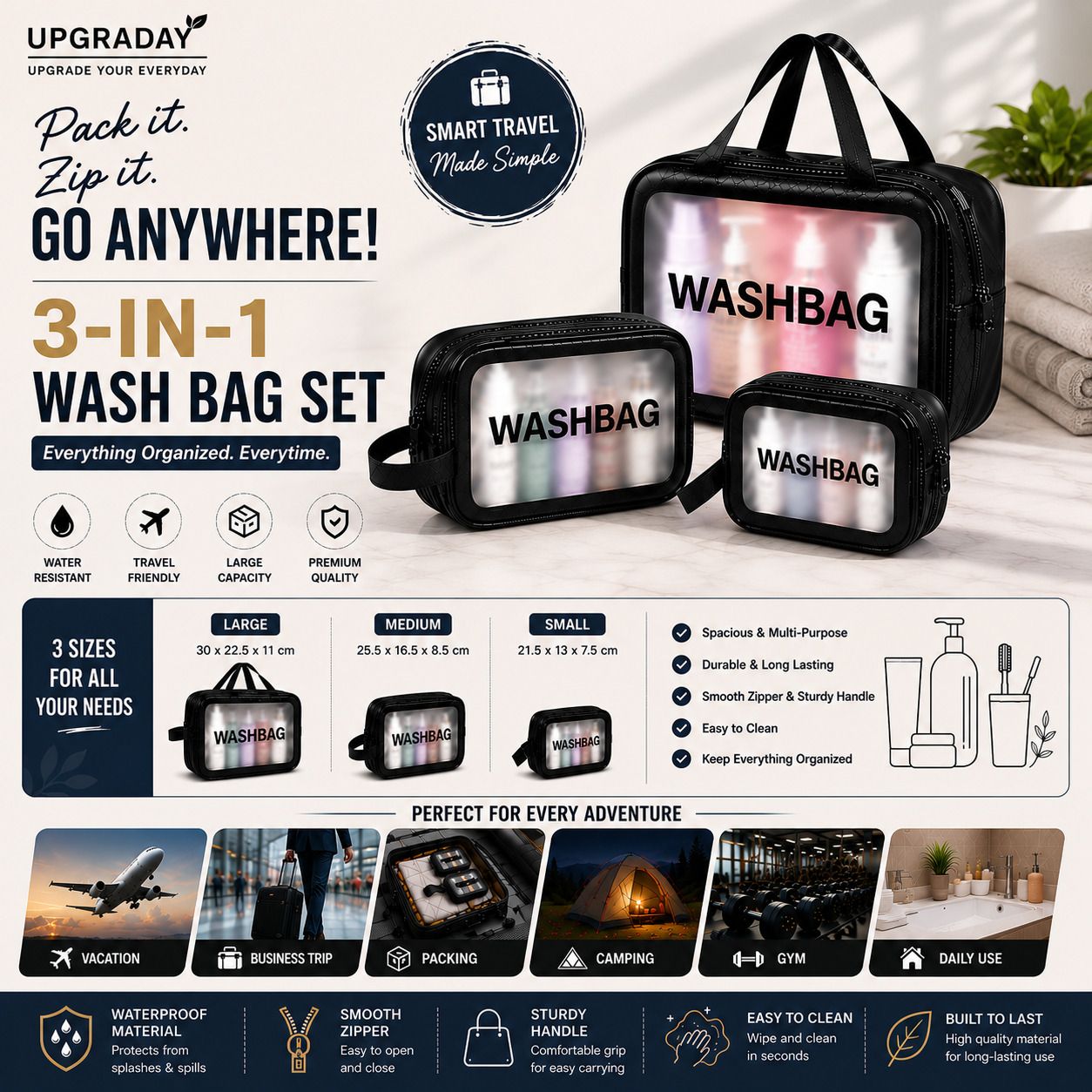 upgraday Women Black Cosmetic Bag-picture-48