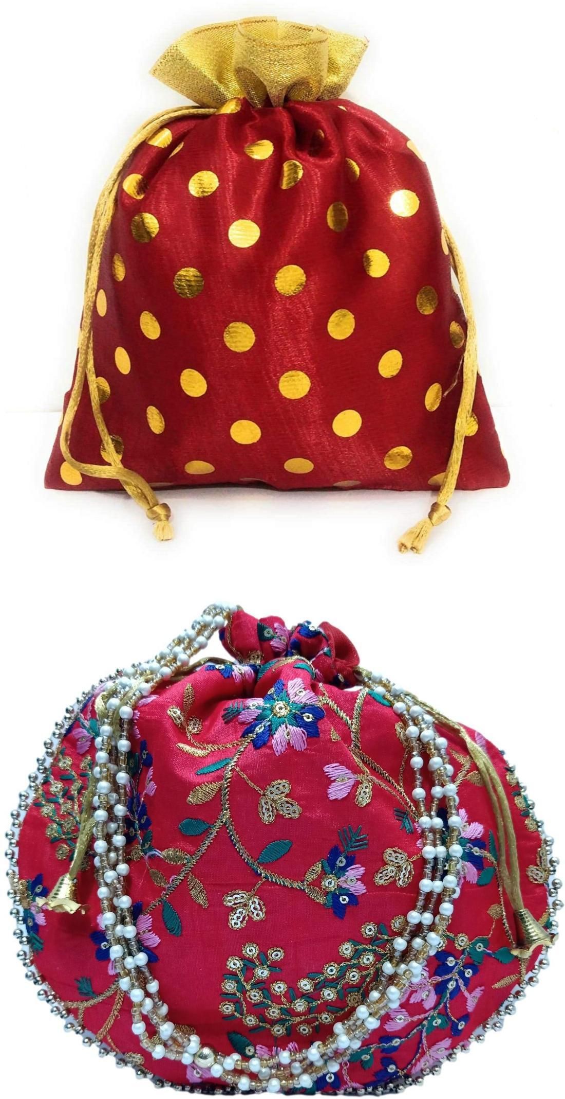 Girls Maroon, Gold, Red, Gold Potli-image-9