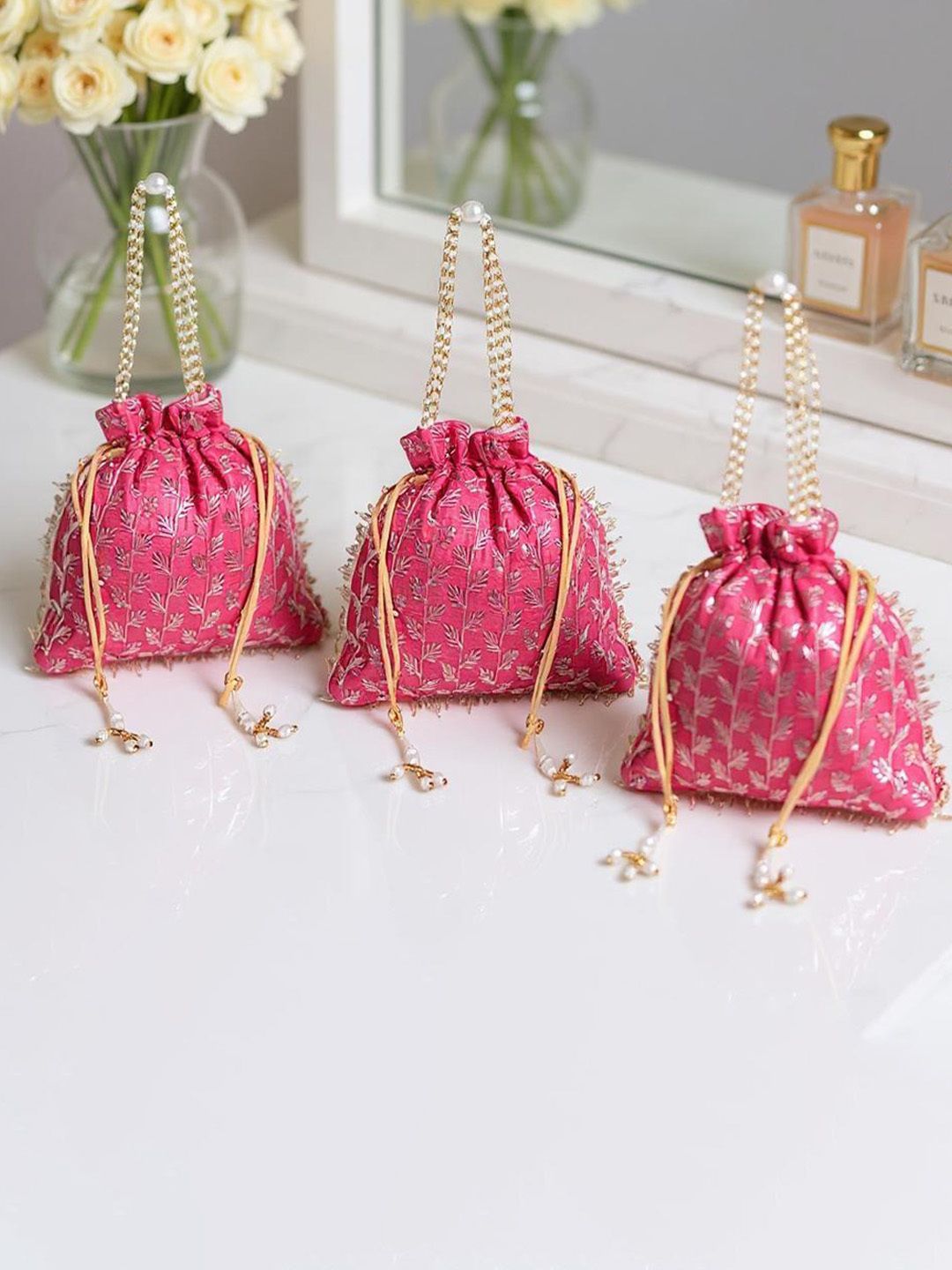 homestic By Kuber Industries Women Pink Potli-picture-12