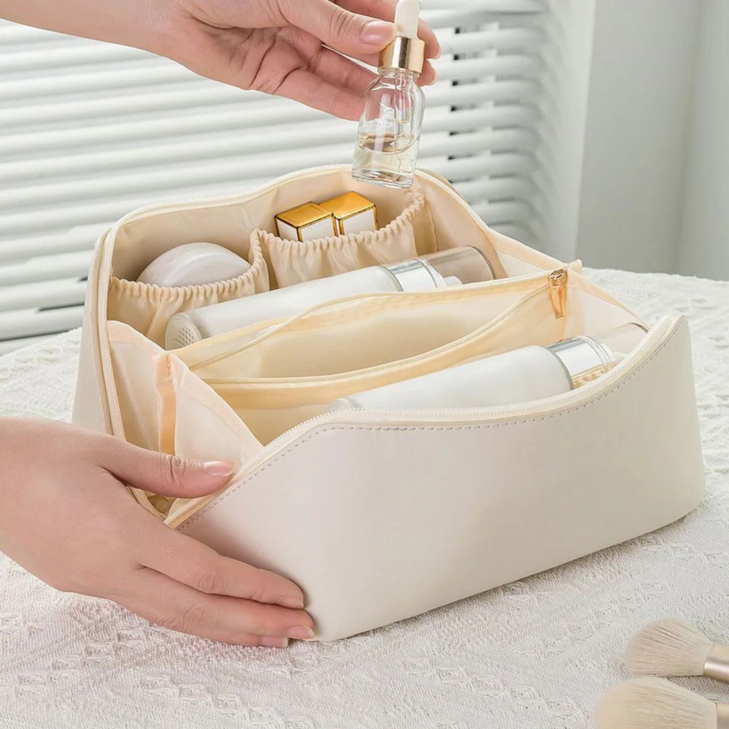 Women Beige Cosmetic Bag