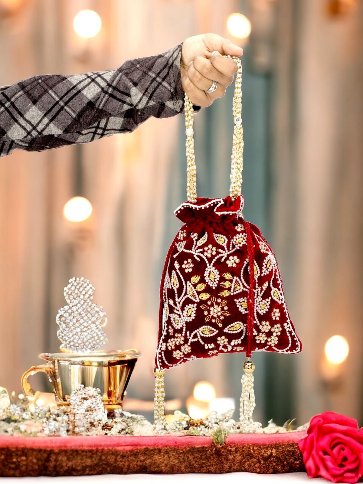 Girls Maroon Potli-image-11