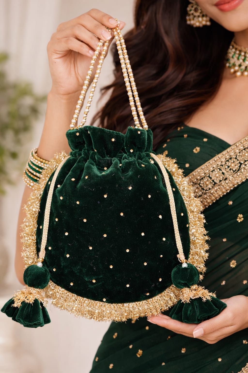 ragsnthreads Women Green Potli-picture-28