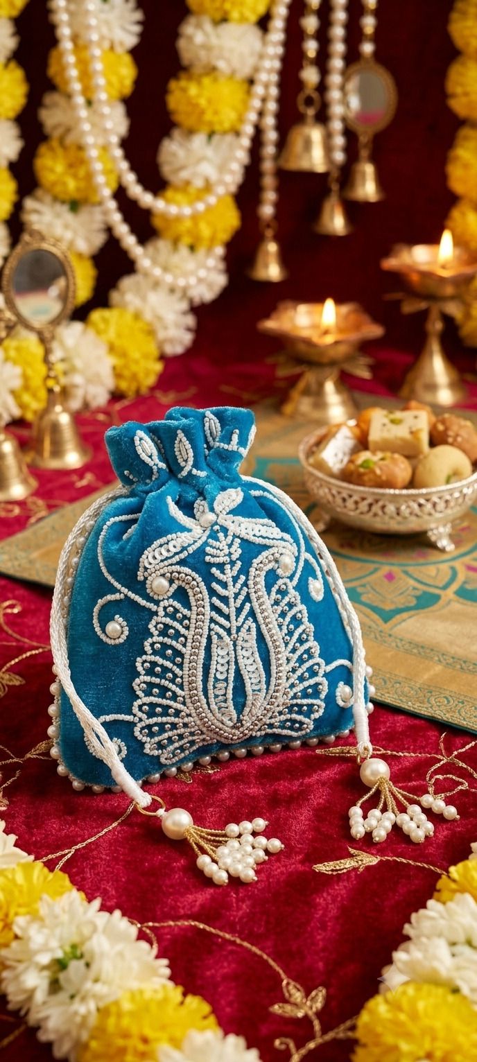 Women Blue Potli-image-43