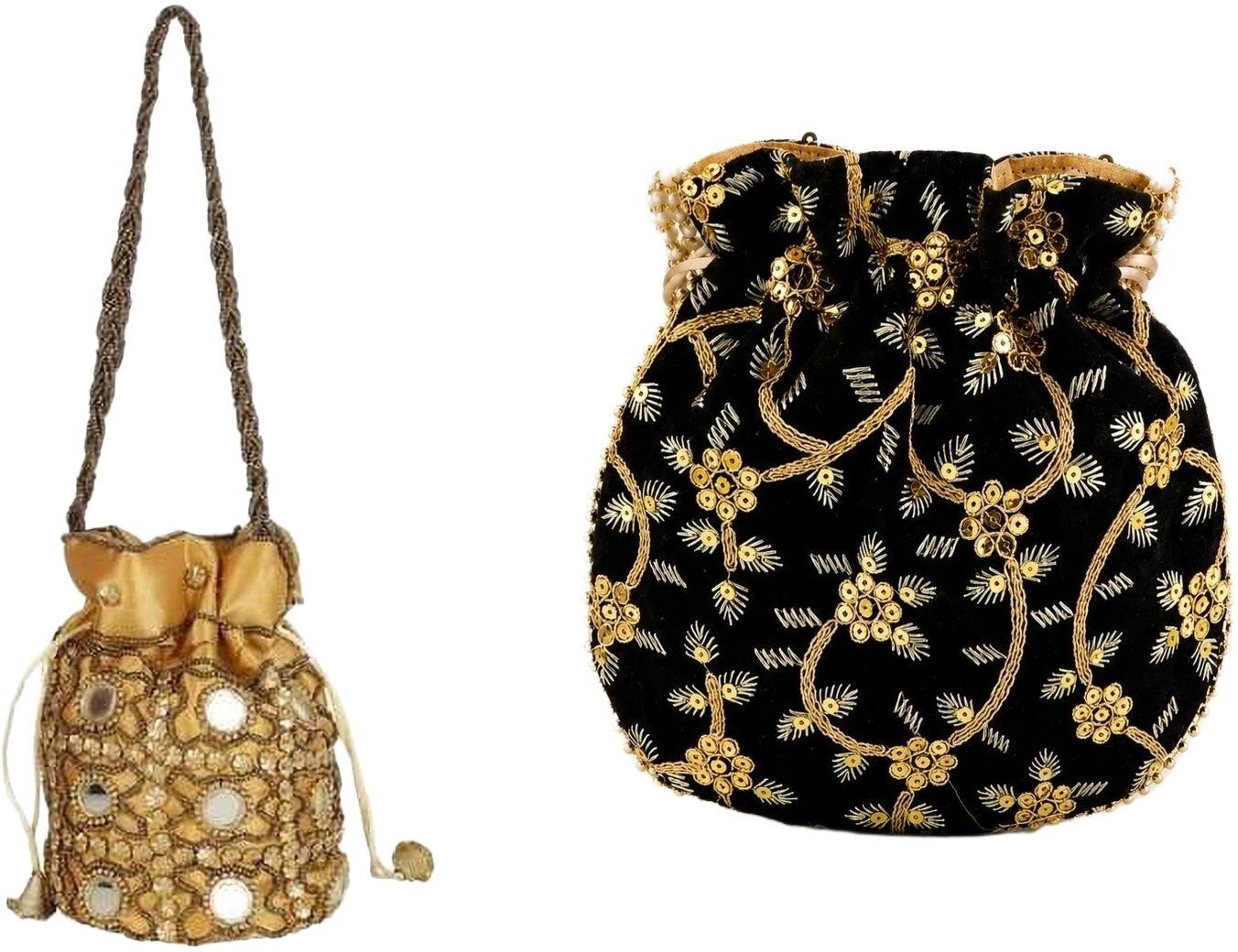 Women Gold, Black Potli-image-31