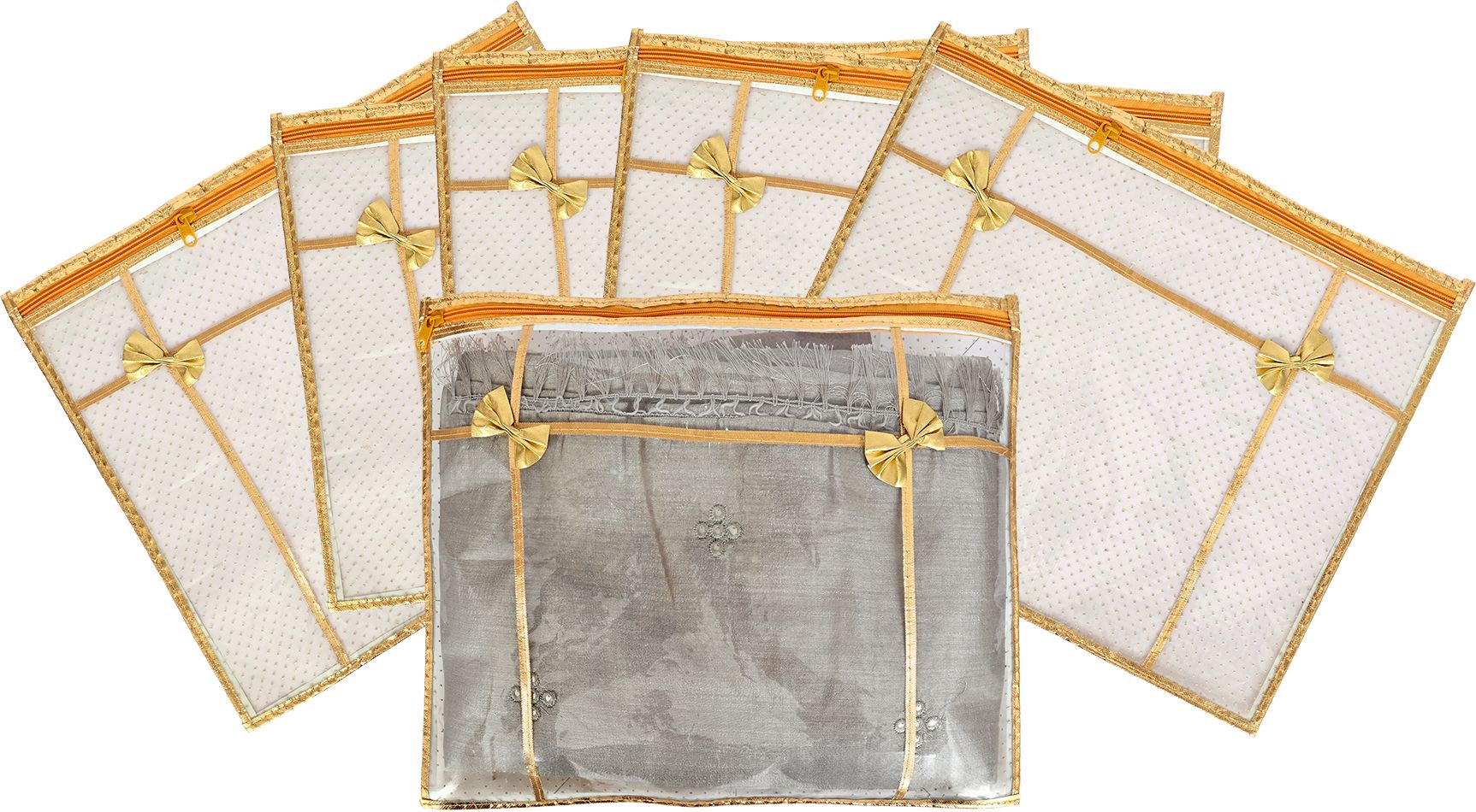 HADII Single Gold Saree Cover | Cloth Cover | Garment Cover (PACK OF 6) Poly-canvas Laundry Bag-image-11