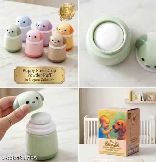 Cute Puppy Free-Drop Baby Powder Puff Container-image-10