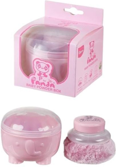 shivom Panda Premium Baby Powder Box with Soft Fur Puff - BPA-Free (Blue)-picture-17
