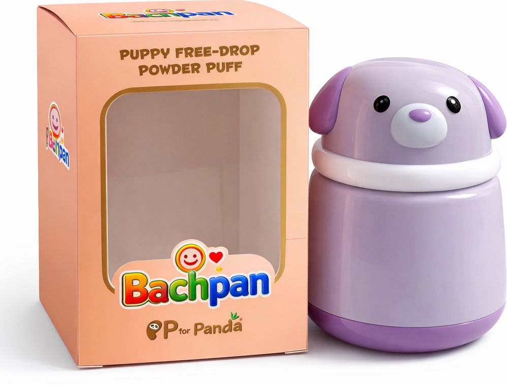 Soft Panda Powder Puff for Baby with Powder Storage Box Cute Design-image-1