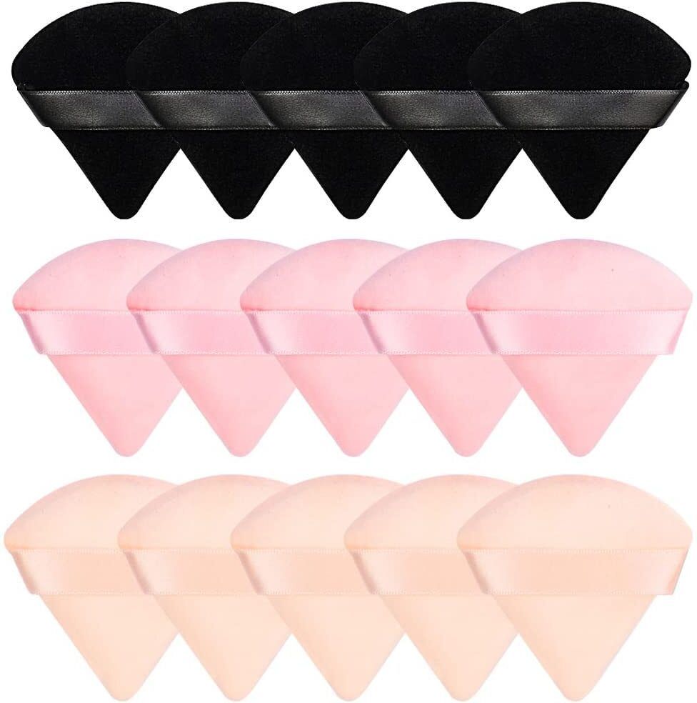 helysan 15 Pieces Powder Puff Face Soft Triangle Makeup Velour Puff-picture-34