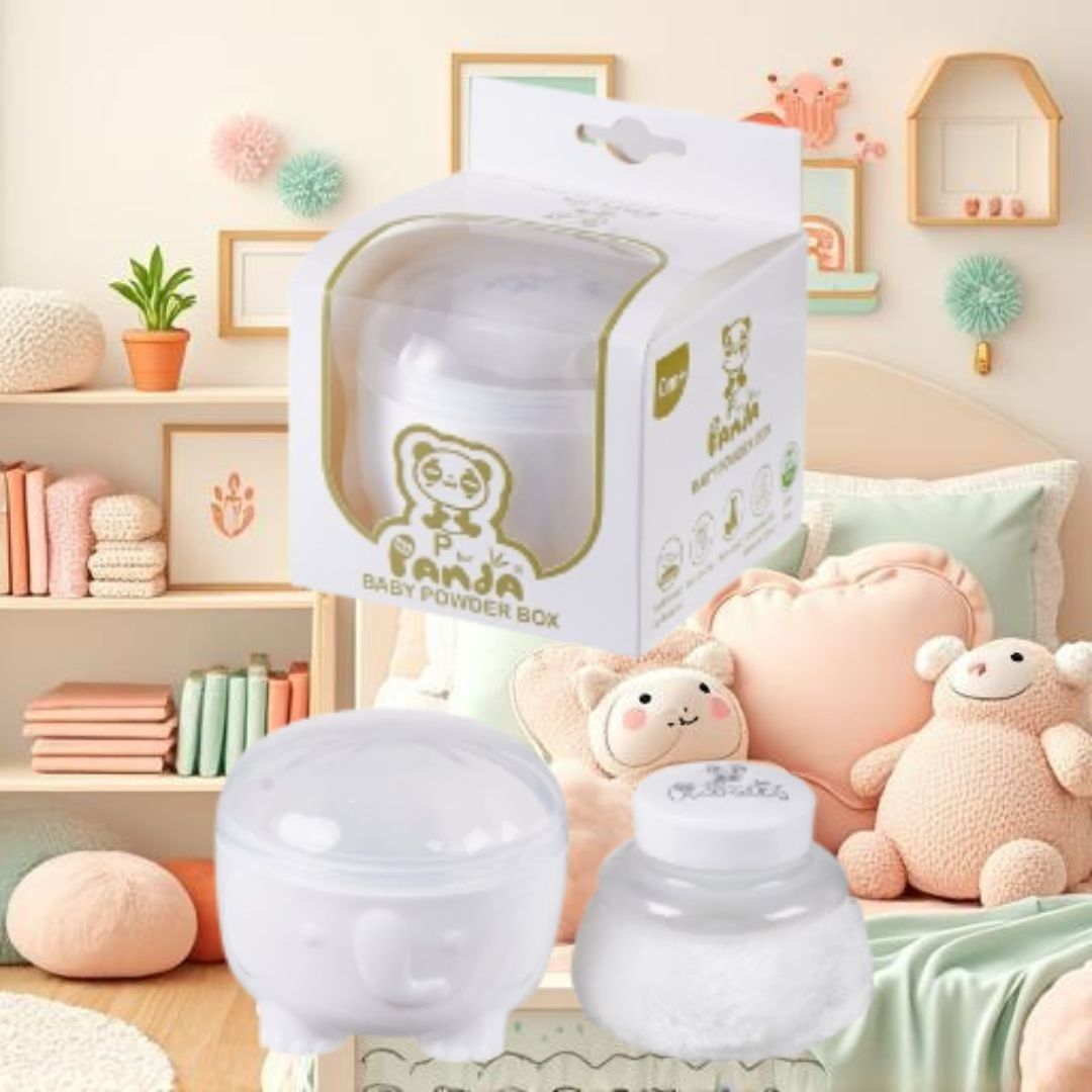 double lips Panda Baby Powder Extra Soft Puff | Safe Non-Toxic Baby Care White Pack of 1-picture-40