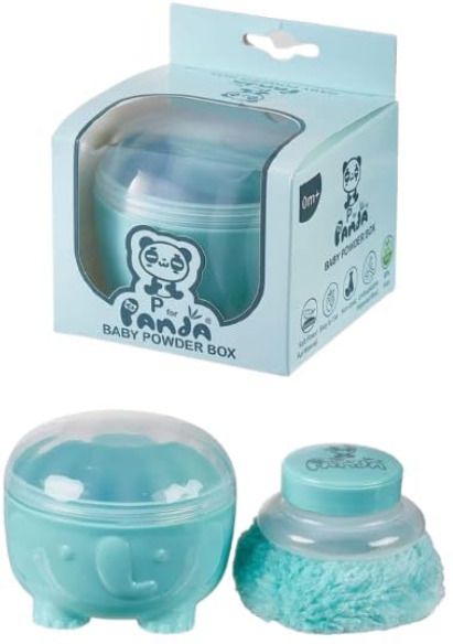 shyamgonline Panda Premium Baby Powder Box with Soft Fur Puff - BPA-Free (Blue)-picture-28