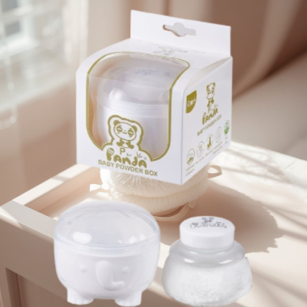 double lips Panda Baby Powder Extra Soft Puff | Safe | Non-Toxic Baby Care White ( 1pc)-picture-37