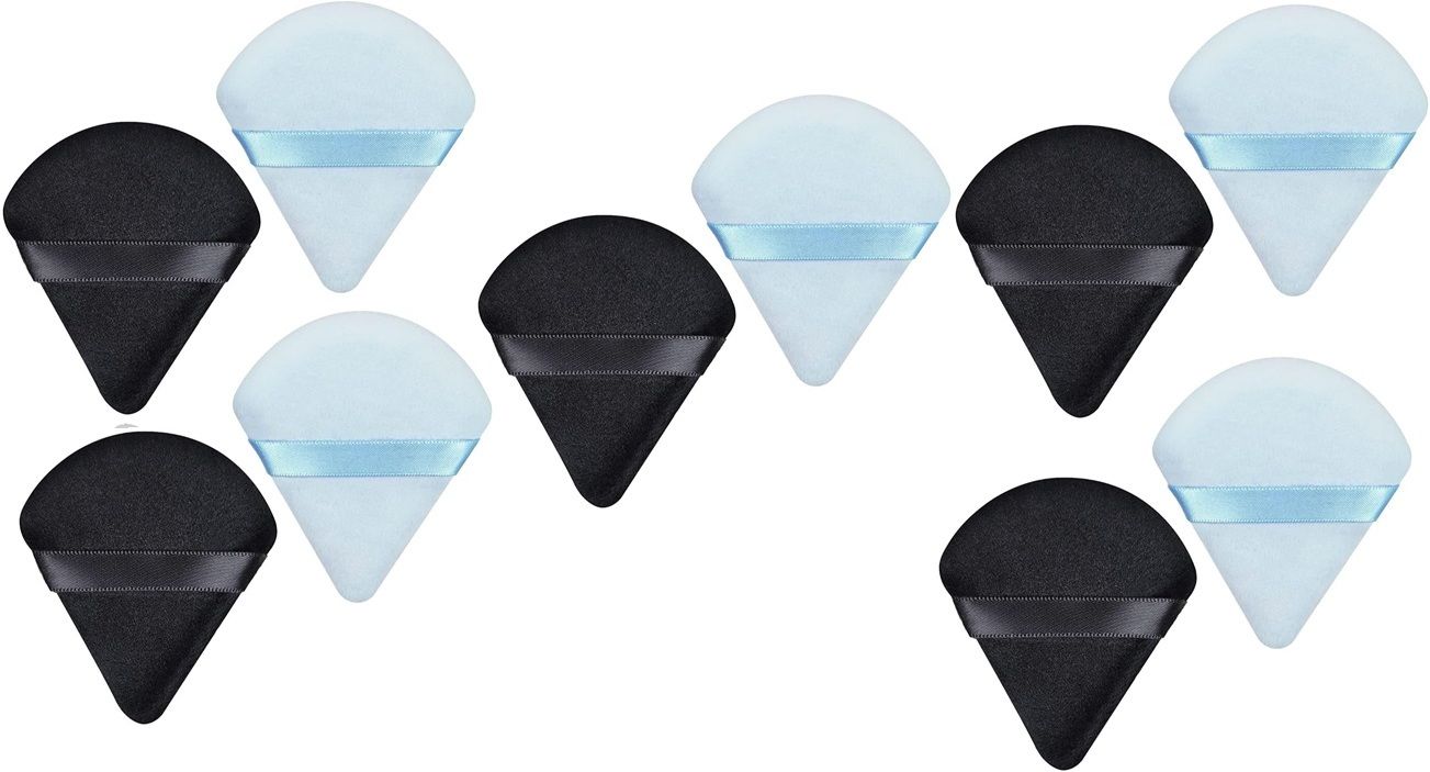 Triangular Pure Cotton Powder Puff Sponge with Strap – Washable Reuse Pack of 10-image-32