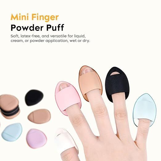 vnz Mini Finger Powder Puff for Makeup Pack of 6 Multi-Color Puffs-picture-22