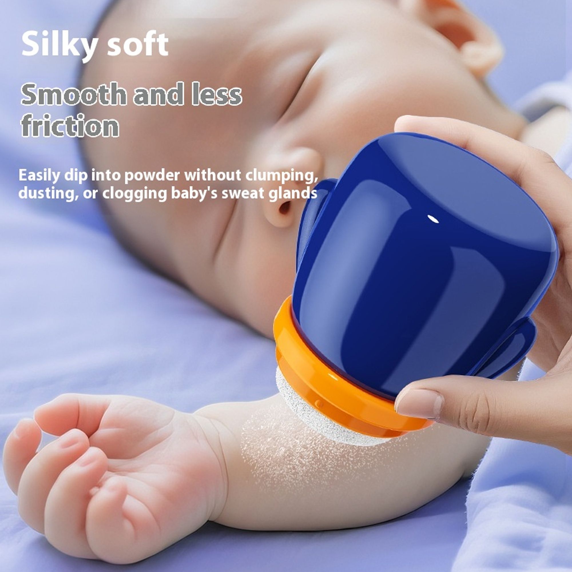 Portable Baby Powder Puff with Box Holder Container for Newborn & Kids